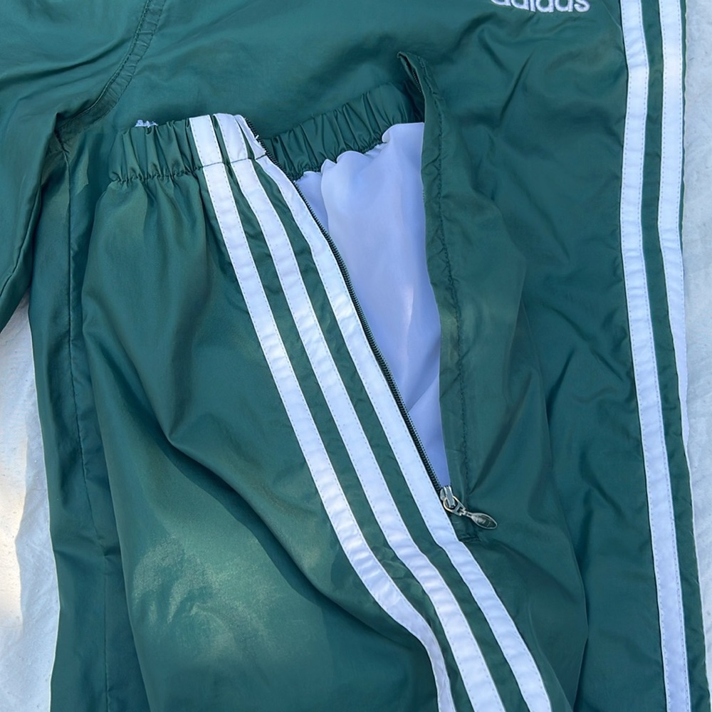 Vintage Adidas Dark Green Cotton Lined Joggers - Picture 4 of 6